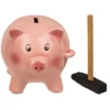 Spardose Schwein mit Hammer