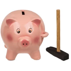 Spardose Schwein mit Hammer