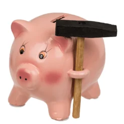Spardose Schwein mit Hammer