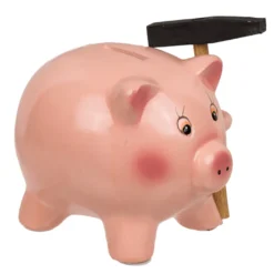 Spardose Schwein mit Hammer
