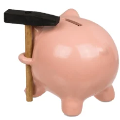 Spardose Schwein mit Hammer