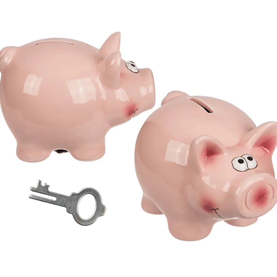 Spardose Schwein mit Schloss