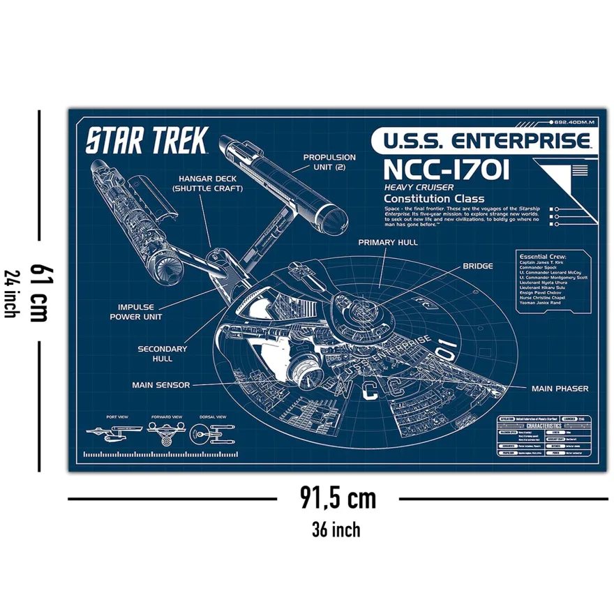 Star Trek Poster NCC-1701 Blueprint
