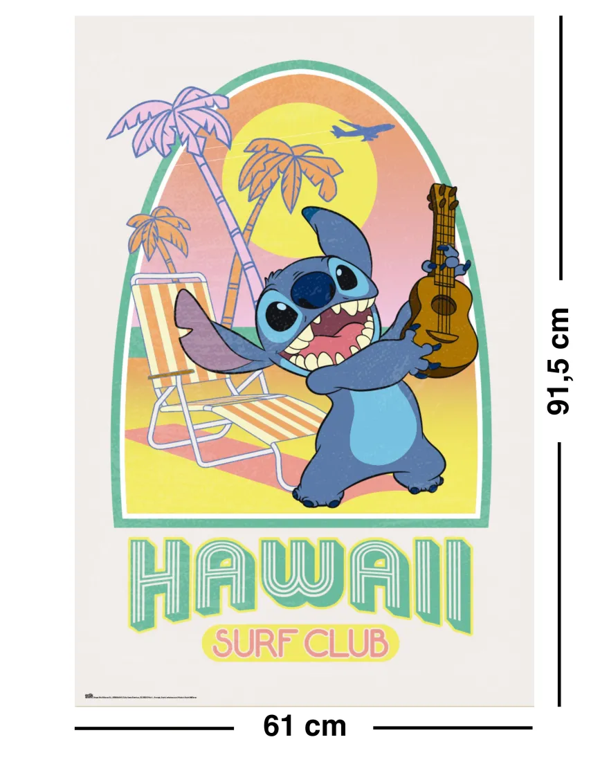 Stitch Poster Disney Hawaii Surf Club