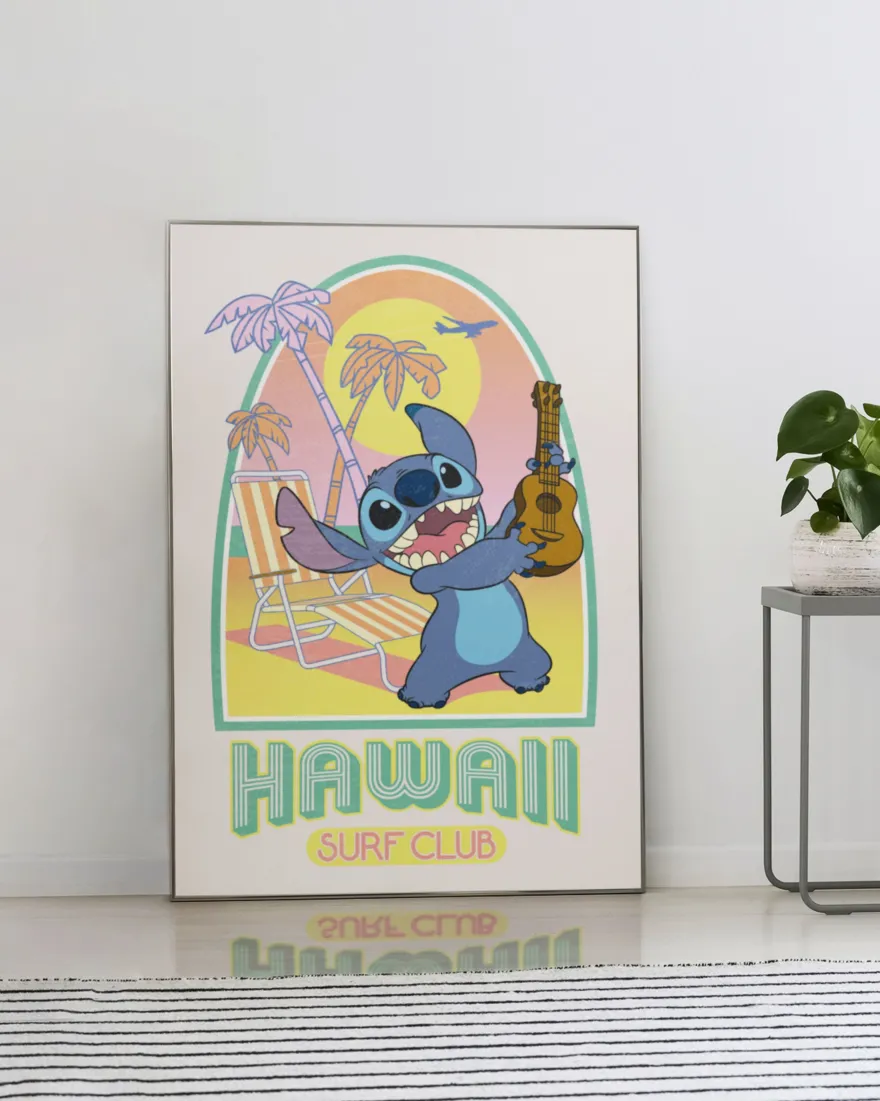 Stitch Poster Disney Hawaii Surf Club