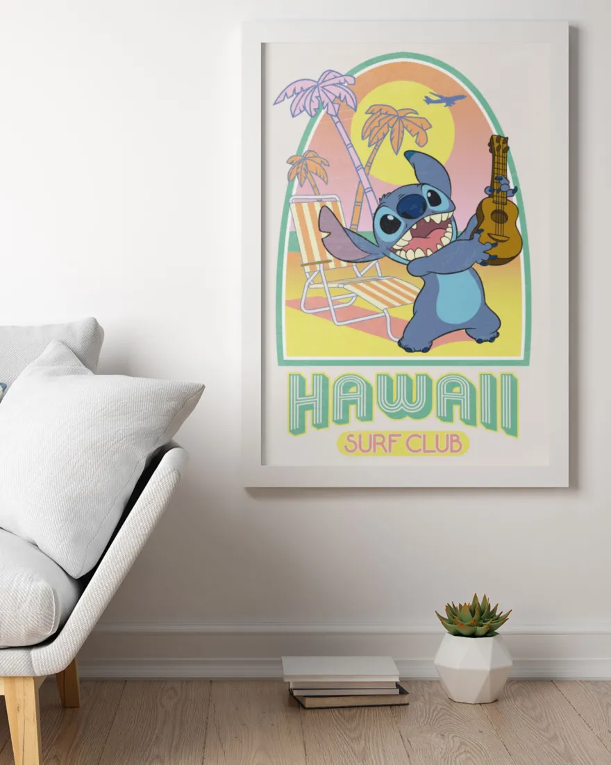 Stitch Poster Disney Hawaii Surf Club