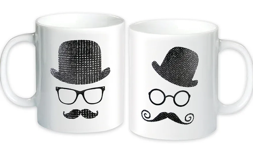 Tassen Moustache Gentleman mit Hornbrille & Nickelbrille