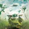 The Mandalorian Poster Grogu Training with Frogs