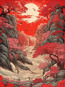 The Red River Kunstdruck Japanische Landschaft