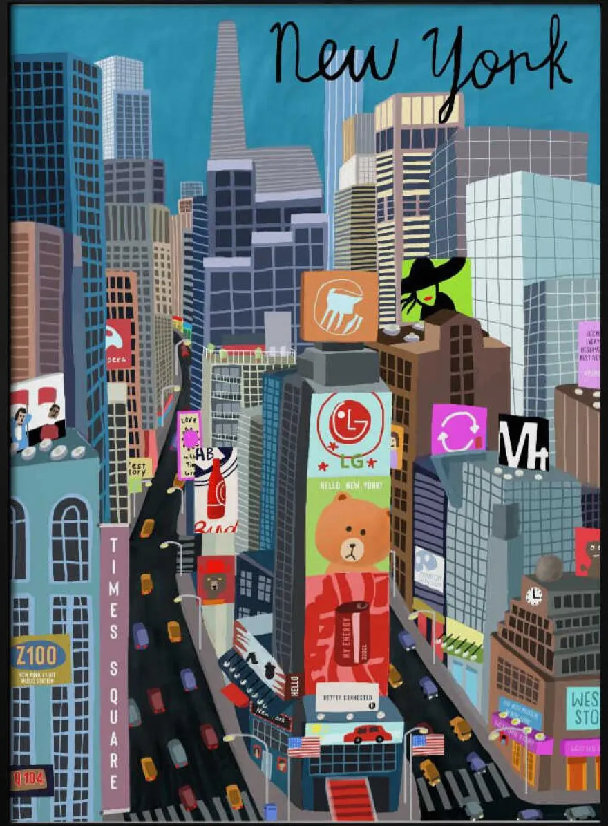 Times Square, New York Illustration by Artist Carla Daly