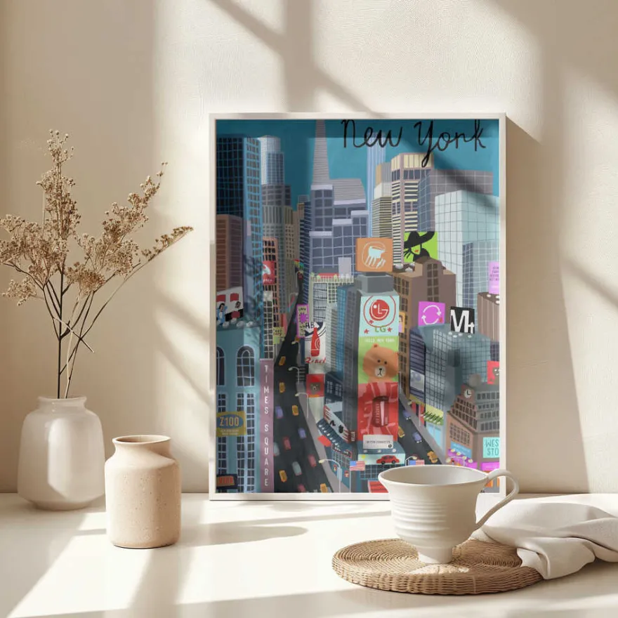 Times Square, New York Illustration by Artist Carla Daly