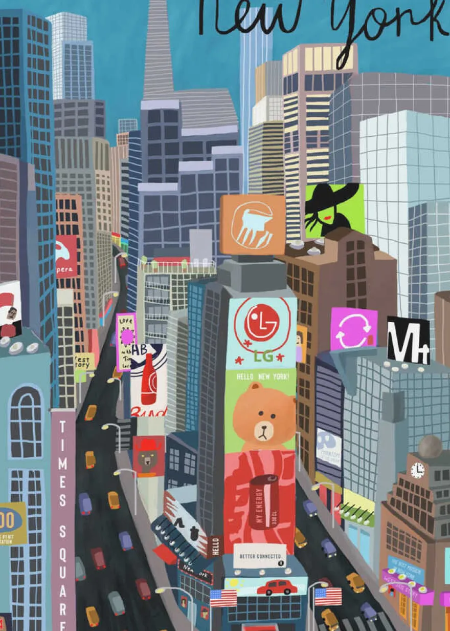 Times Square, New York Illustration by Artist Carla Daly