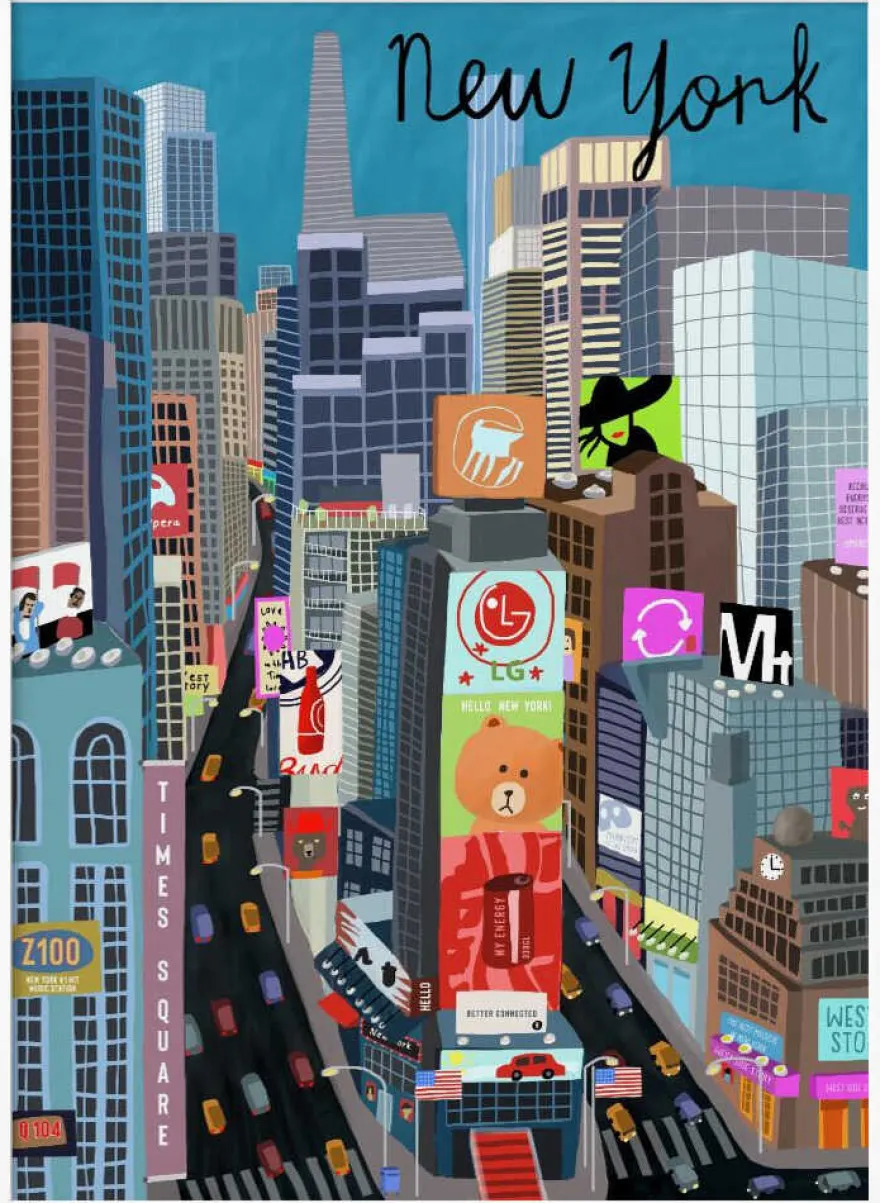 Times Square, New York Illustration by Artist Carla Daly