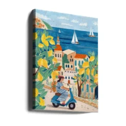 Travel poster woman on the Amalfi coast, Italy by Caroline Bonne Müller