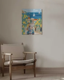 Travel poster woman on the Amalfi coast, Italy by Caroline Bonne Müller