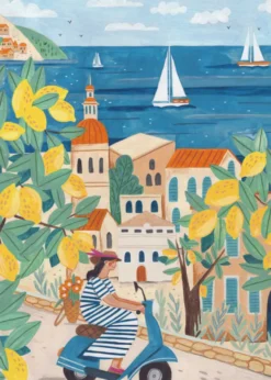Travel poster woman on the Amalfi coast, Italy by Caroline Bonne Müller