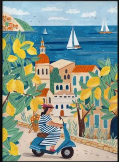 Travel poster woman on the Amalfi coast, Italy by Caroline Bonne Müller