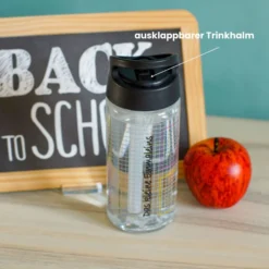 Trinkflasche Kleines 1 x 1 mit Trinkhalm
