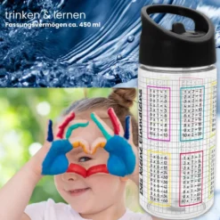 Trinkflasche Kleines 1 x 1 mit Trinkhalm