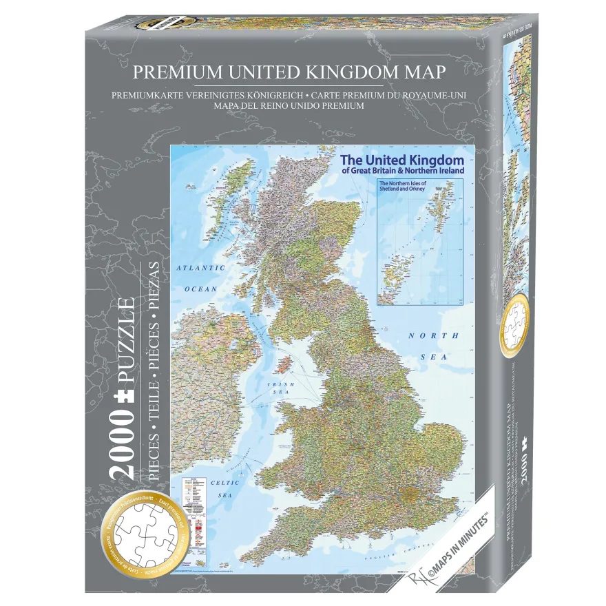UK Karte Puzzle 2000 Teile MAPS IN MINUTES, Great Britain