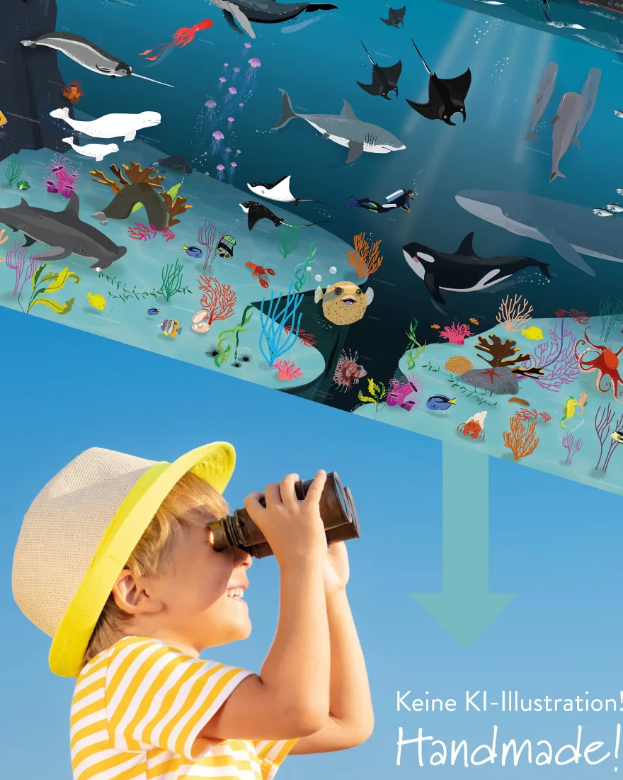 Unterwasserwelt für Kinder 250 gr. Papier, 140 x 100 cm