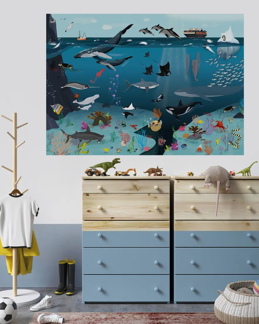 Unterwasserwelt für Kinder 250 gr. Papier, 140 x 100 cm