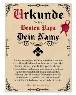 Vatertags Urkunde | Personalisiert mit Wunschnamen | 30x40 cm