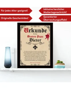 Vatertags Urkunde | Personalisiert mit Wunschnamen | 30x40 cm