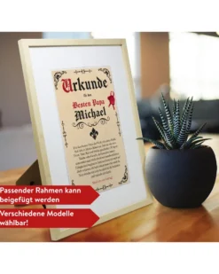 Vatertags Urkunde | Personalisiert mit Wunschnamen | 30x40 cm