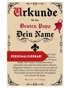 Vatertags Urkunde 20x30 cm | Personalisiert mit Wunschnamen | 20x30