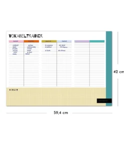 Vokabeltrainer Schreibtischunterlage zum Abreißen | DIN A2 - 42x59,4 cm | Für Schüler, Studis & Sprachlernende