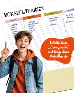 Vokabeltrainer Schreibtischunterlage zum Abreißen | DIN A2 - 42x59,4 cm | Für Schüler, Studis & Sprachlernende