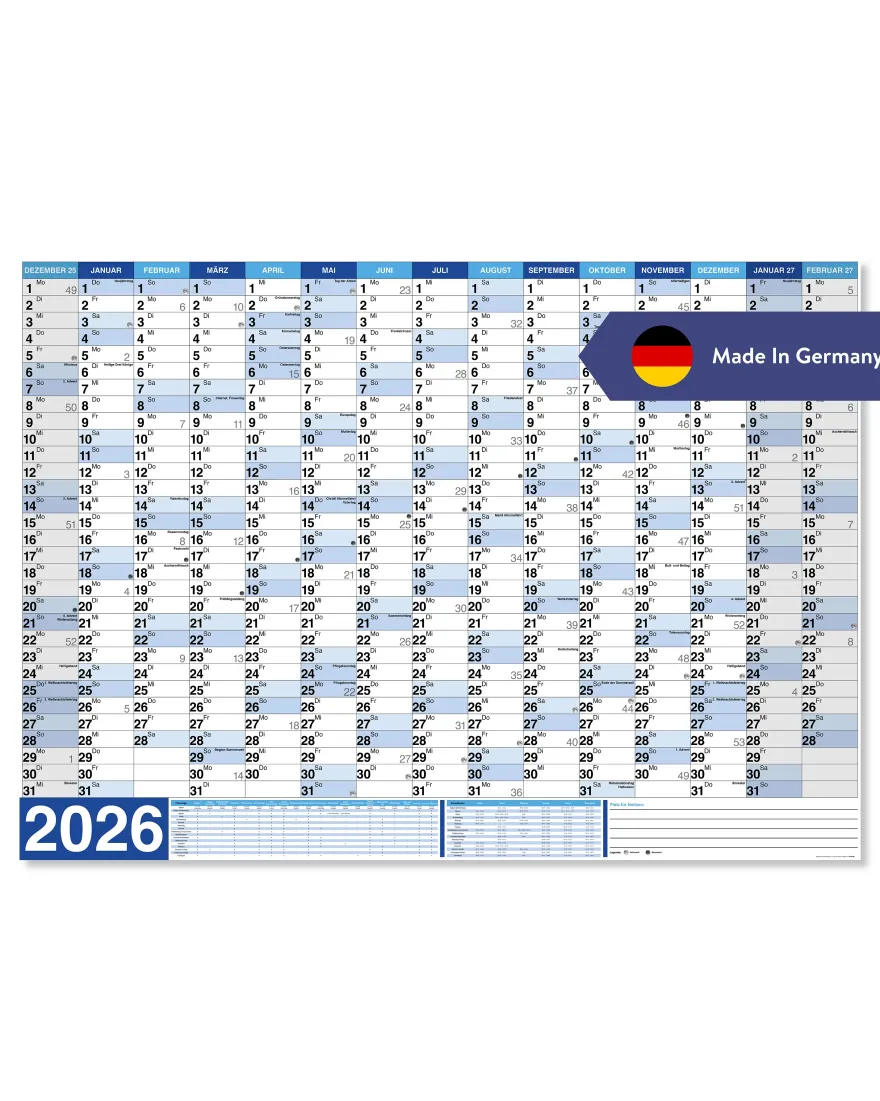 Wandkalender XXL Poster 2026 Papier 250 gr. / matt