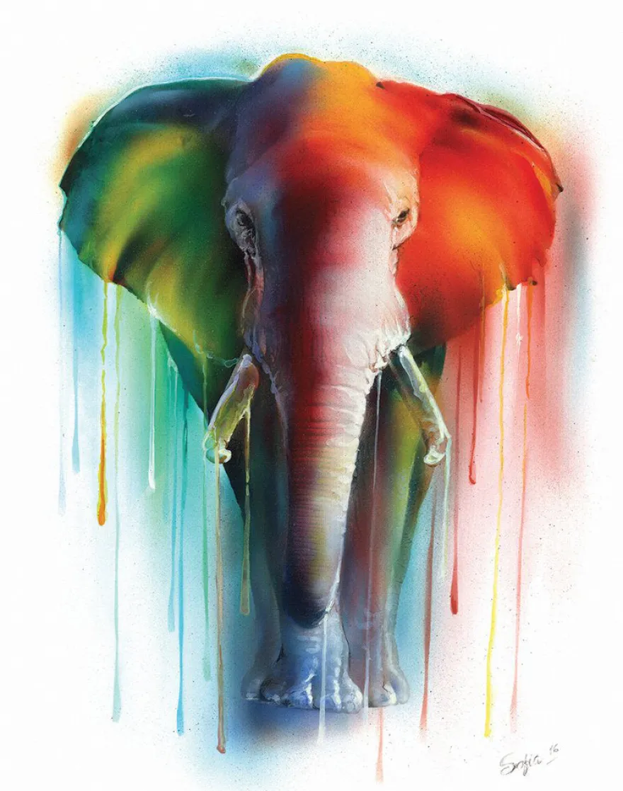 Wasserfarben Elefant Miniprint
