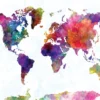 Watercolor Map Kunstdruck Wasserfarben Weltkarte