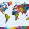 Watercolor World Map Poster Michael Tompsett 91,5 x 61 cm