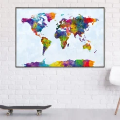Watercolor World Map Poster Michael Tompsett 91,5 x 61 cm