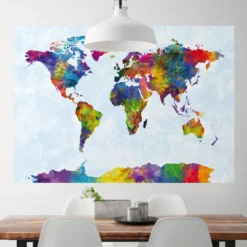 Watercolor World Map Poster Michael Tompsett