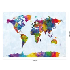 Watercolor World Map Poster Michael Tompsett