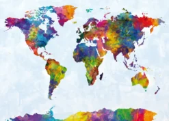 Watercolor World Map Poster Michael Tompsett
