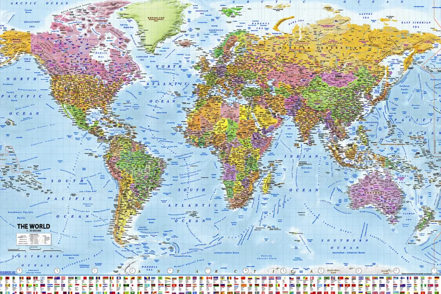 Weltkarte Poster Flaggen 2025 - MAPS IN MINUTES™