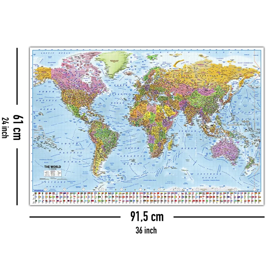Weltkarte Poster Flaggen 2025 - MAPS IN MINUTES™