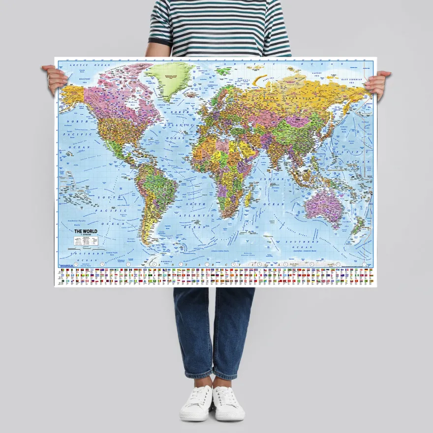 Weltkarte Poster Flaggen 2025 - MAPS IN MINUTES™