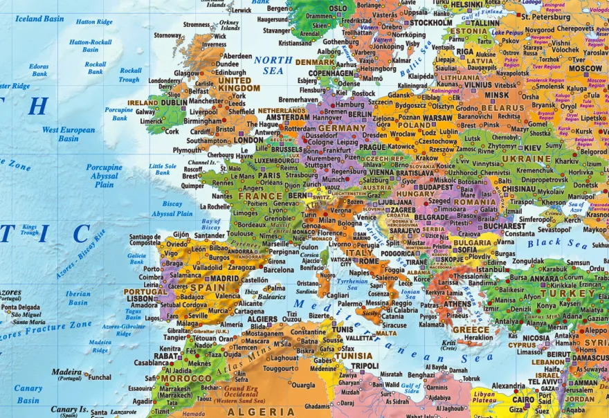 Weltkarte Poster Flaggen 2025 - MAPS IN MINUTES™