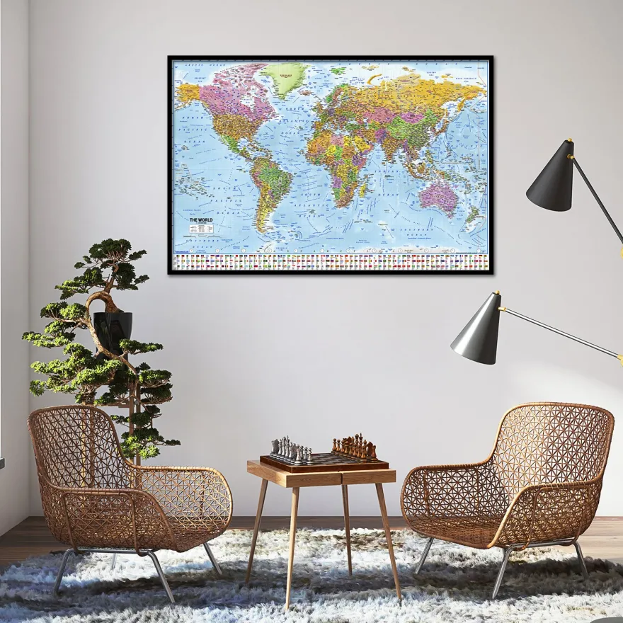 Weltkarte Poster Flaggen 2025 - MAPS IN MINUTES™