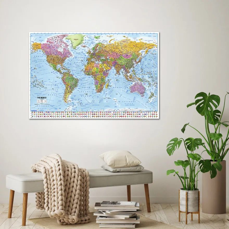 Weltkarte Poster Flaggen 2025 - MAPS IN MINUTES™