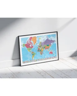 Weltkarte Poster mit Flaggen Mappa del Mondo
