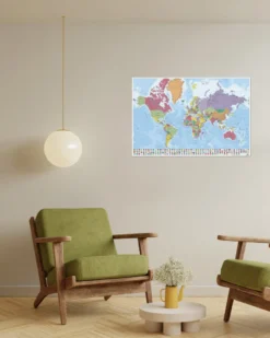 Weltkarte Poster mit Flaggen Mappa del Mondo