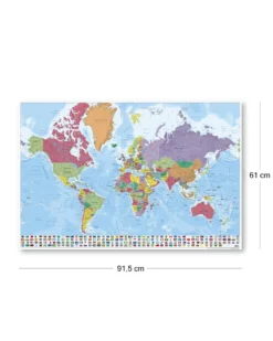 Weltkarte Poster mit Flaggen Mappa del Mondo