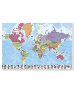 Weltkarte Poster mit Flaggen Mappa del Mondo